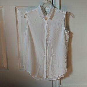 Uniqlo Sleeveless White Button-down Shirt